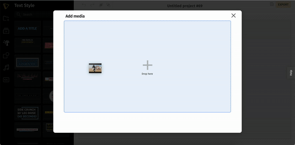 A GIF showing how to upload your media by drag and drop method.