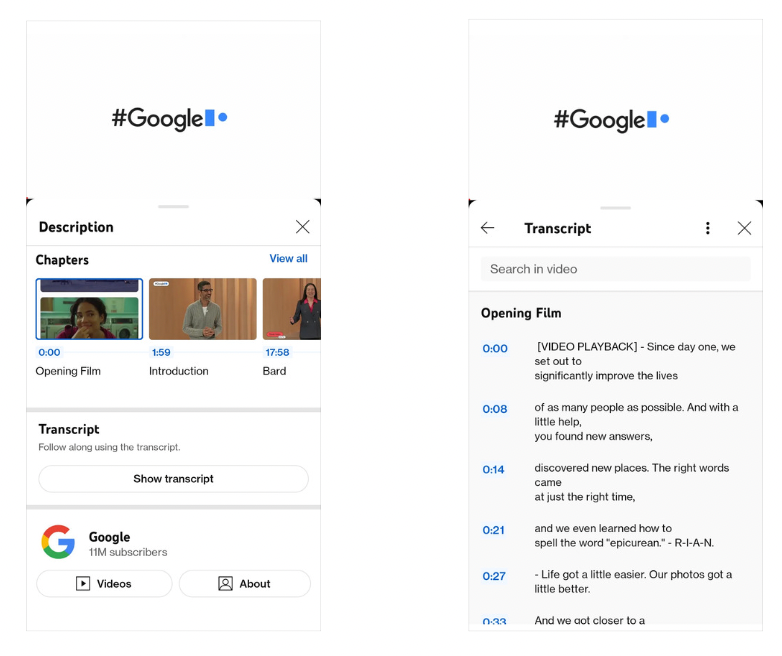 Enable Show Transcript on a mobile device in the description of the video to view full transcripts of the video as a scrollable text box at the bottom of your screen.